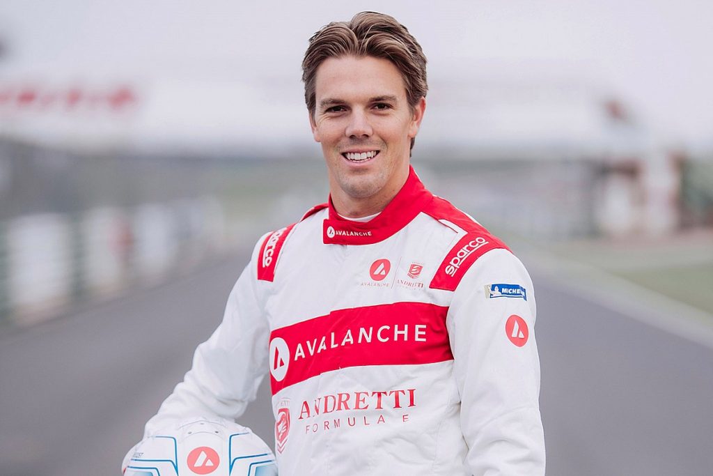 Oliver Askew being presented as a new Formula E driver for Avalanche Andretti